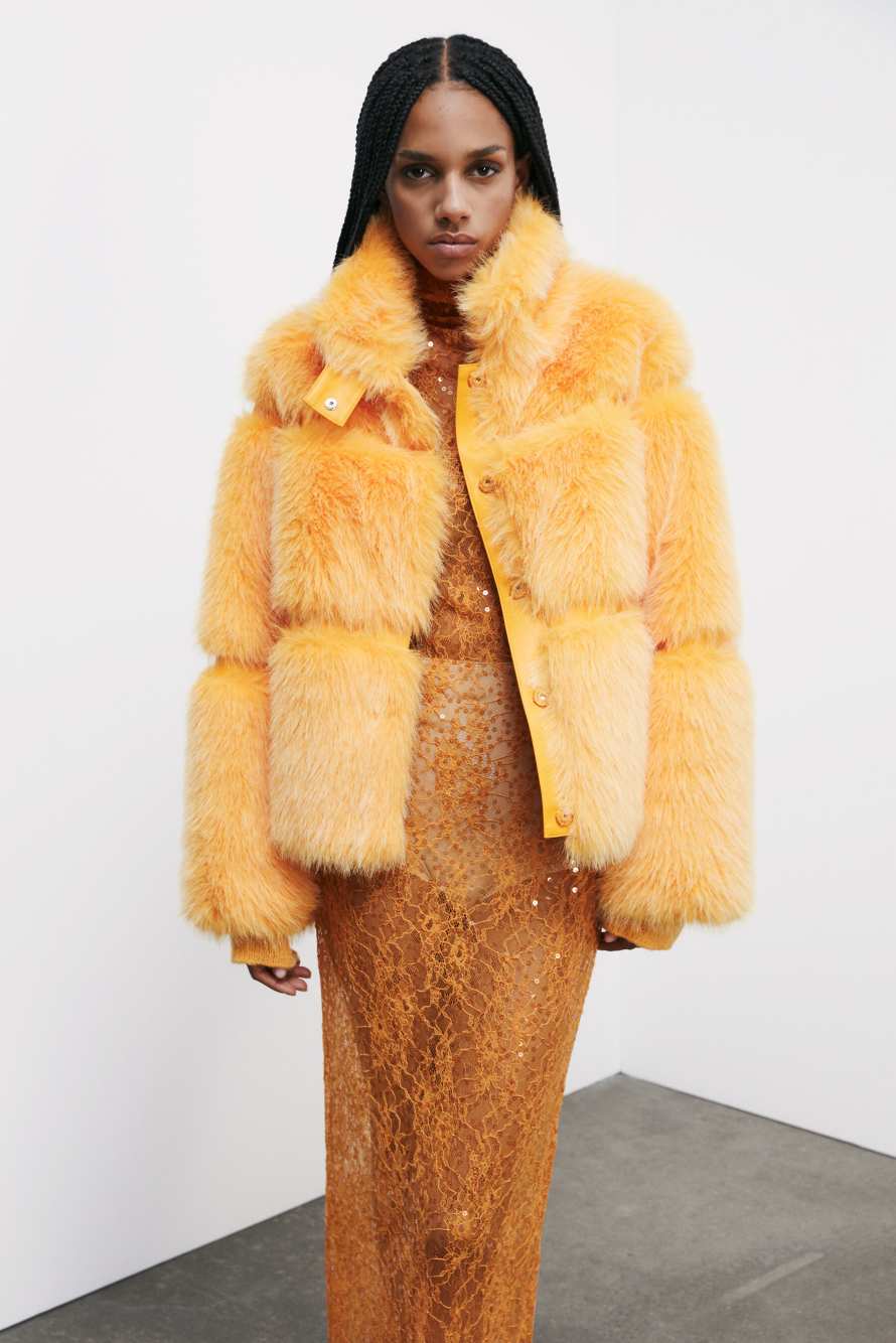 Короткая куртка с ворсом, Оранжевый, Patrizia Pepe