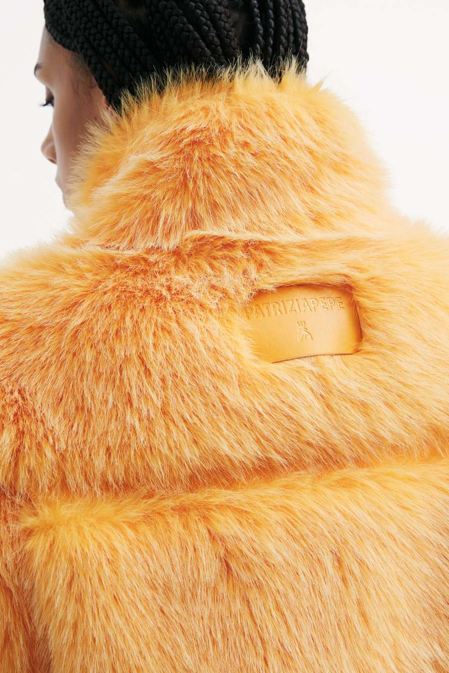 Короткая куртка с ворсом, Оранжевый, Patrizia Pepe
