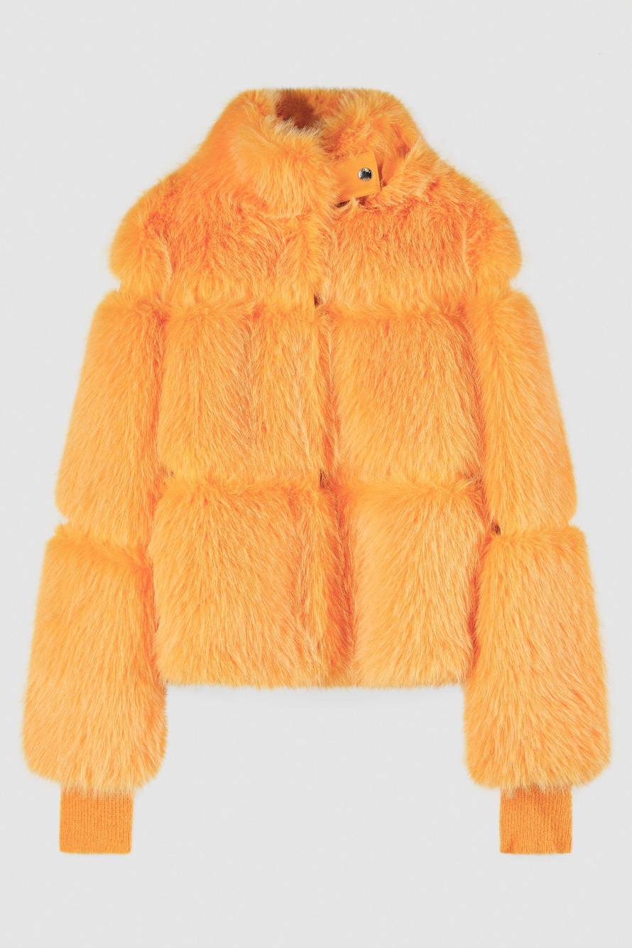 Короткая куртка с ворсом, Оранжевый, Patrizia Pepe