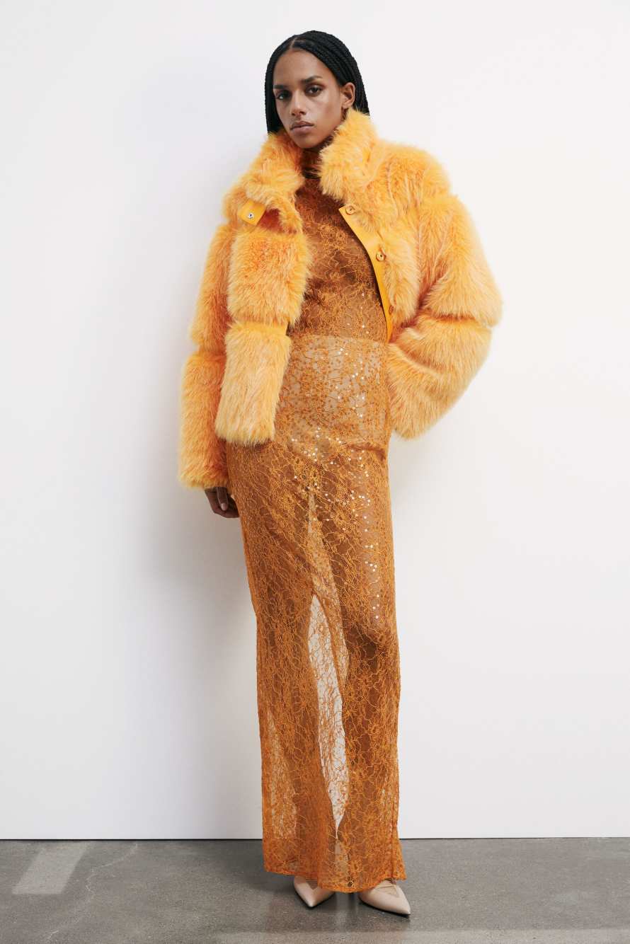 Короткая куртка с ворсом, Оранжевый, Patrizia Pepe