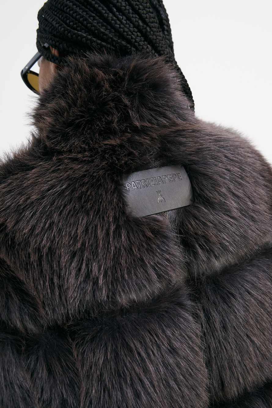 Куртка-миди с ворсом, коричневый, Patrizia Pepe