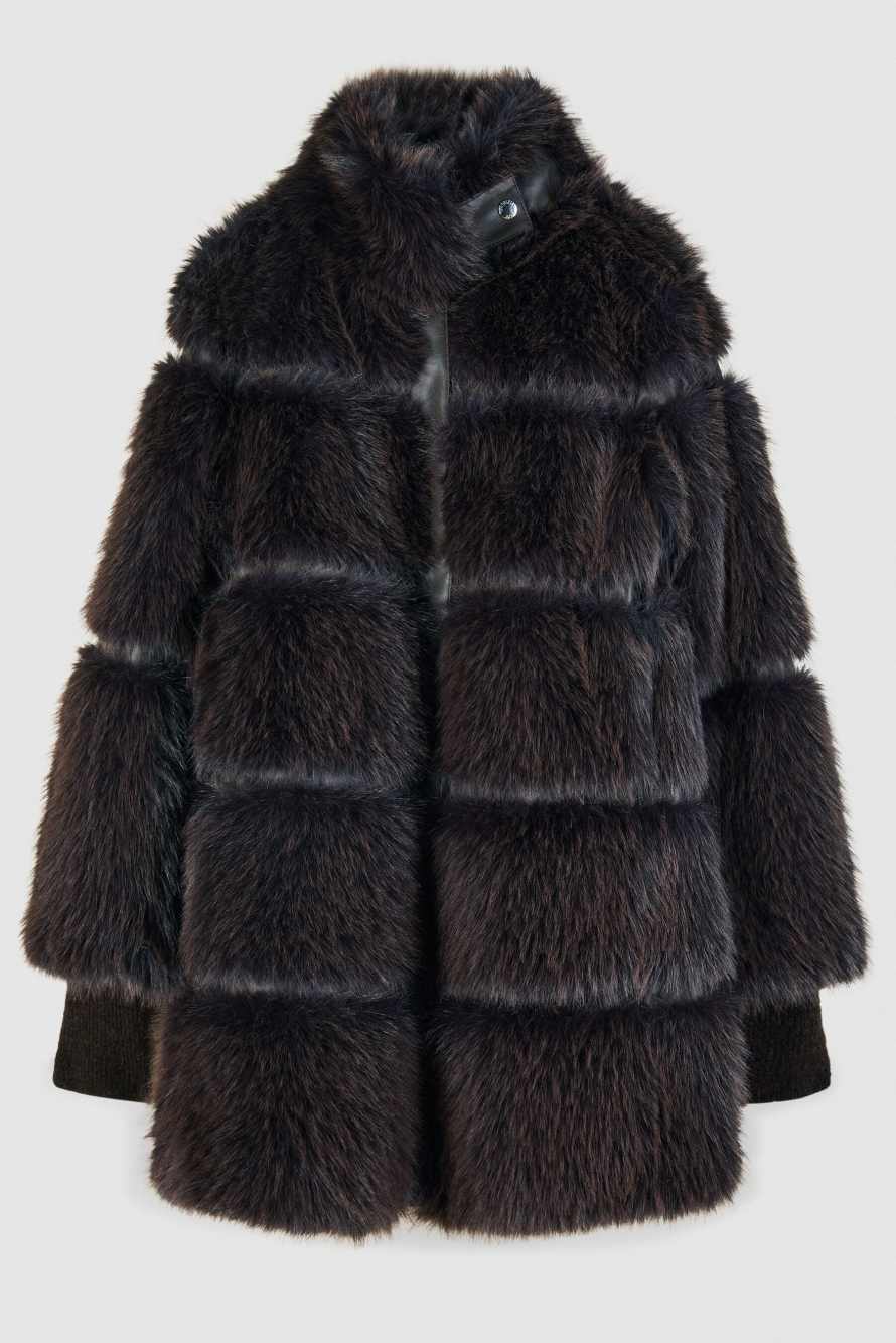 Куртка-миди с ворсом, коричневый, Patrizia Pepe