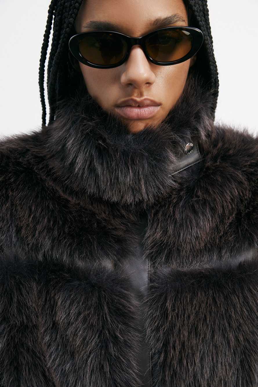 Куртка-миди с ворсом, коричневый, Patrizia Pepe