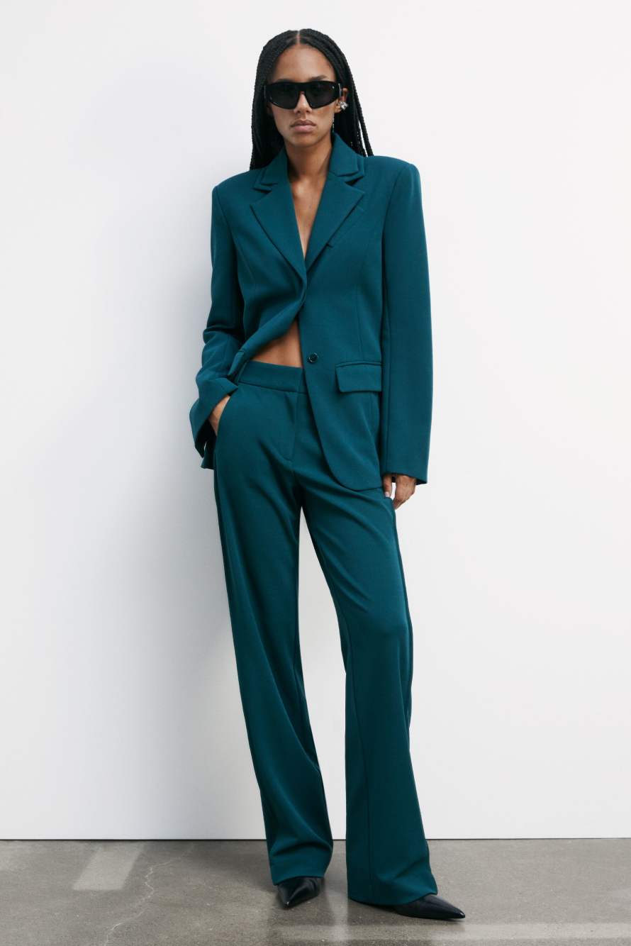 Широкие брюки с отстроченными складками, зелёный, Patrizia Pepe