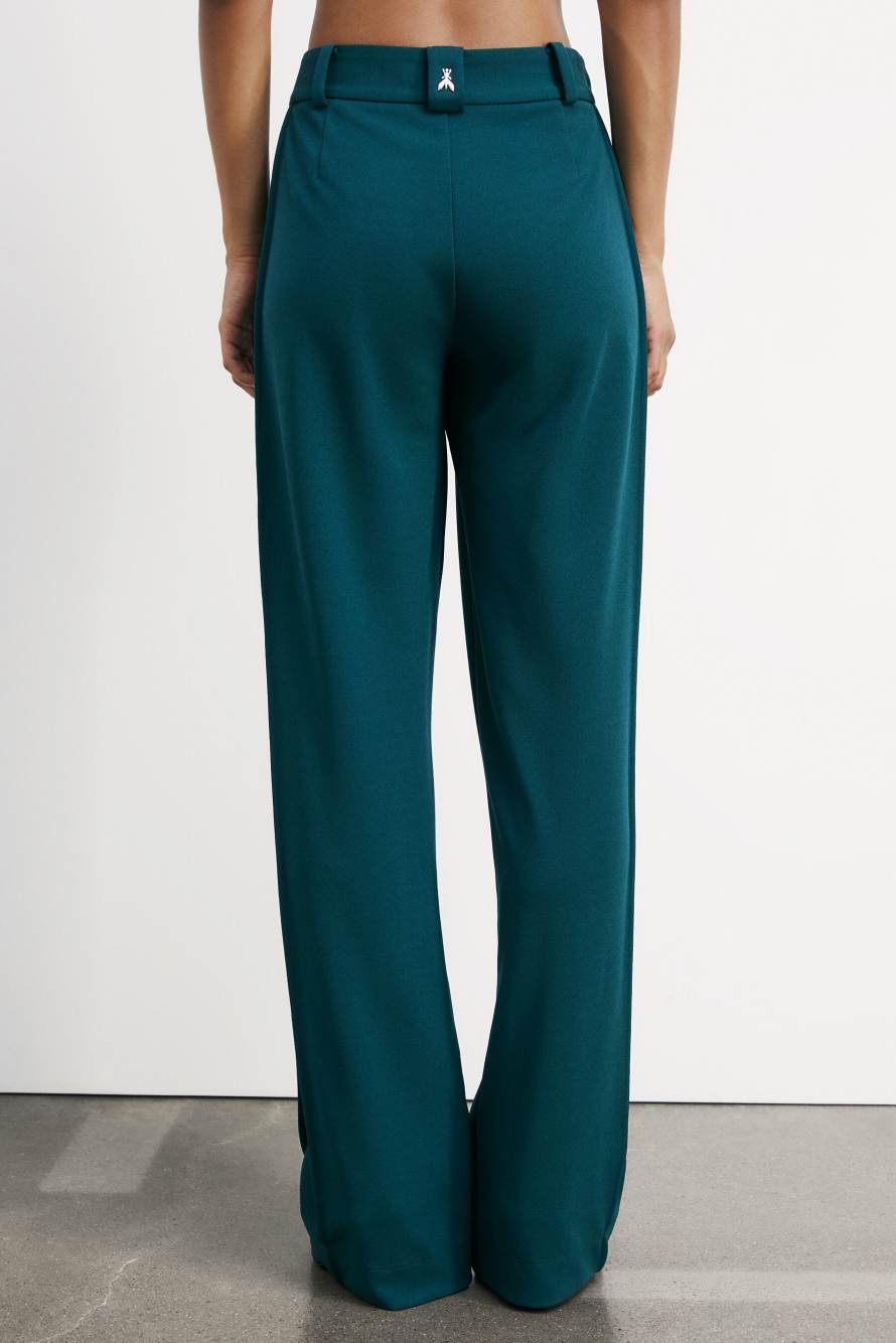 Широкие брюки с отстроченными складками, зелёный, Patrizia Pepe