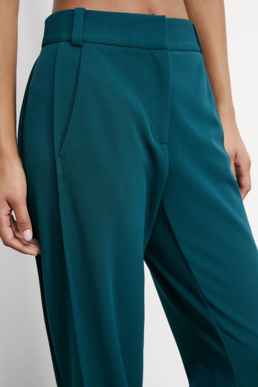 Широкие брюки с отстроченными складками, зелёный, Patrizia Pepe
