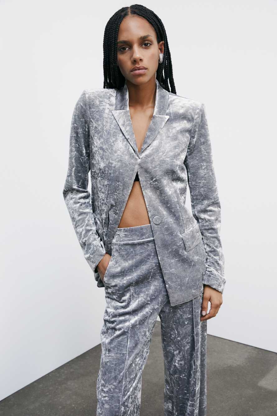 Блейзер "ESSENTIAL" из бархата, Серый, Patrizia Pepe