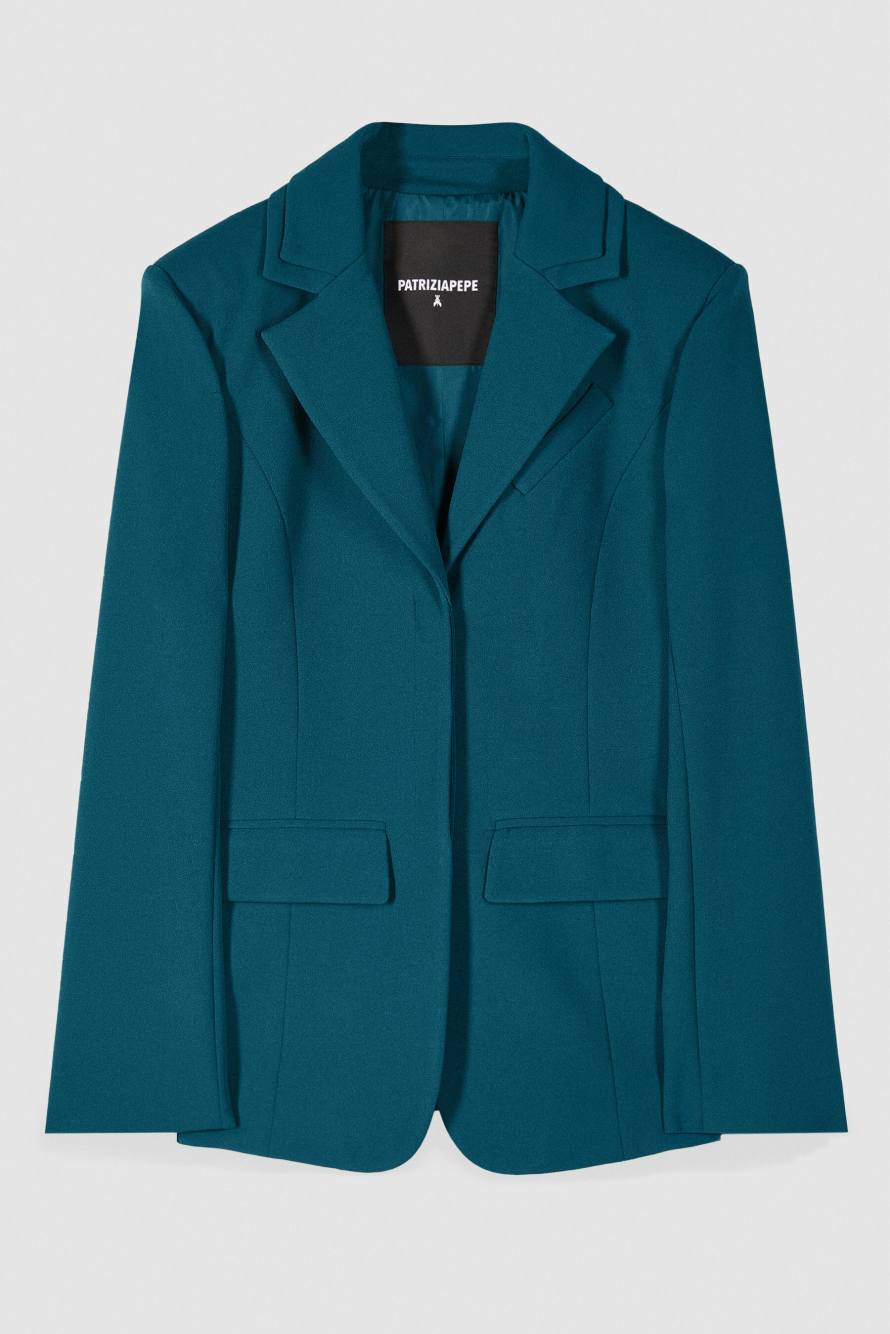 Блейзер с двойным воротником, зелёный, Patrizia Pepe