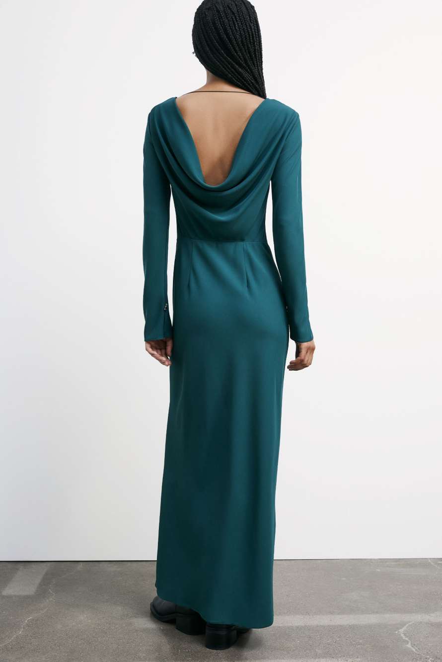 Длинное облегающее платье с разрезом, зелёный, Patrizia Pepe