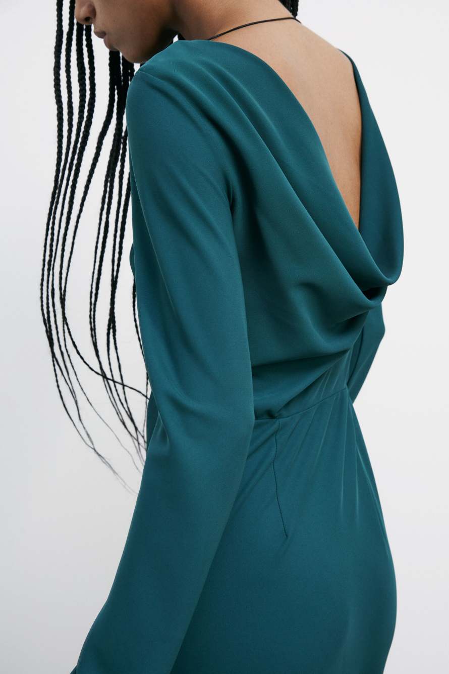 Длинное облегающее платье с разрезом, зелёный, Patrizia Pepe