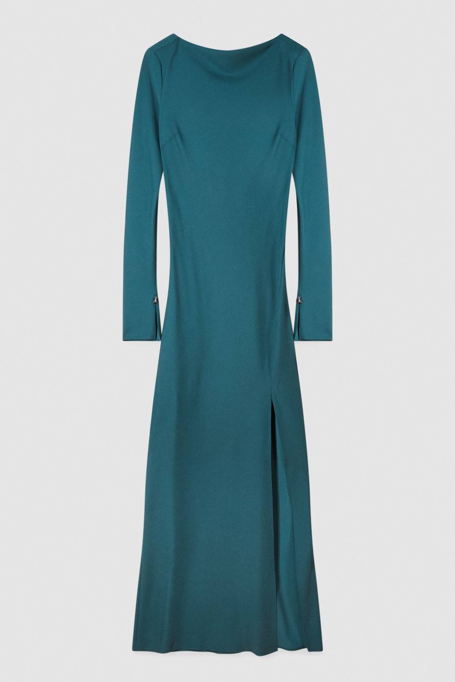 Длинное облегающее платье с разрезом, зелёный, Patrizia Pepe