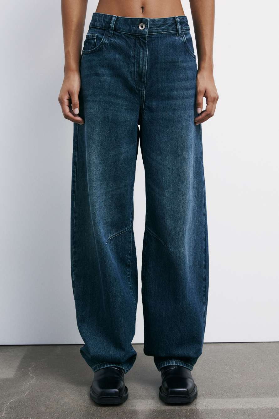 Широкие джинсы с корсетом, Синий, Patrizia Pepe