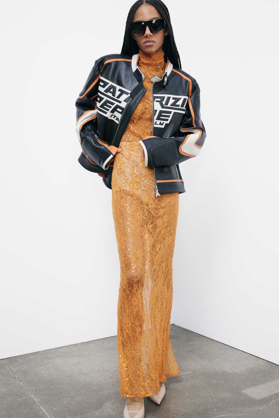 Кожаная байкерская куртка Racing, Черный, Patrizia Pepe