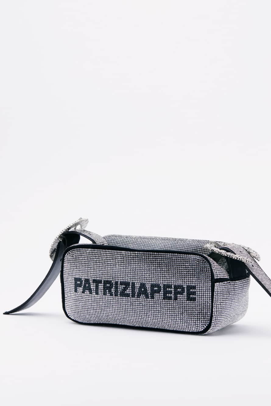 (IM)PERFECTION mini full rhinestone bag, Silver, Patrizia Pepe