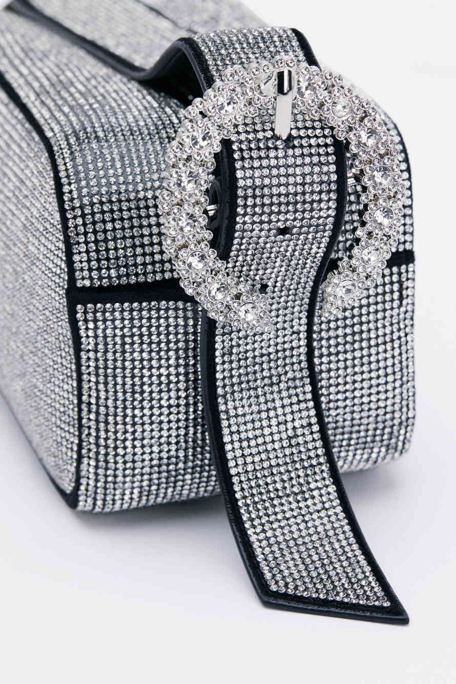 (IM)PERFECTION mini full rhinestone bag, Silver, Patrizia Pepe