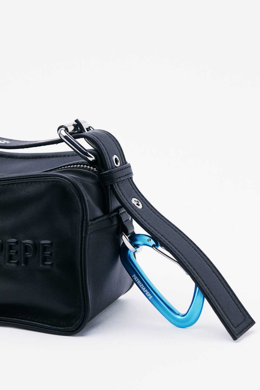 (IM)PERFECTION mini leather crossbody bag, Black, Patrizia Pepe