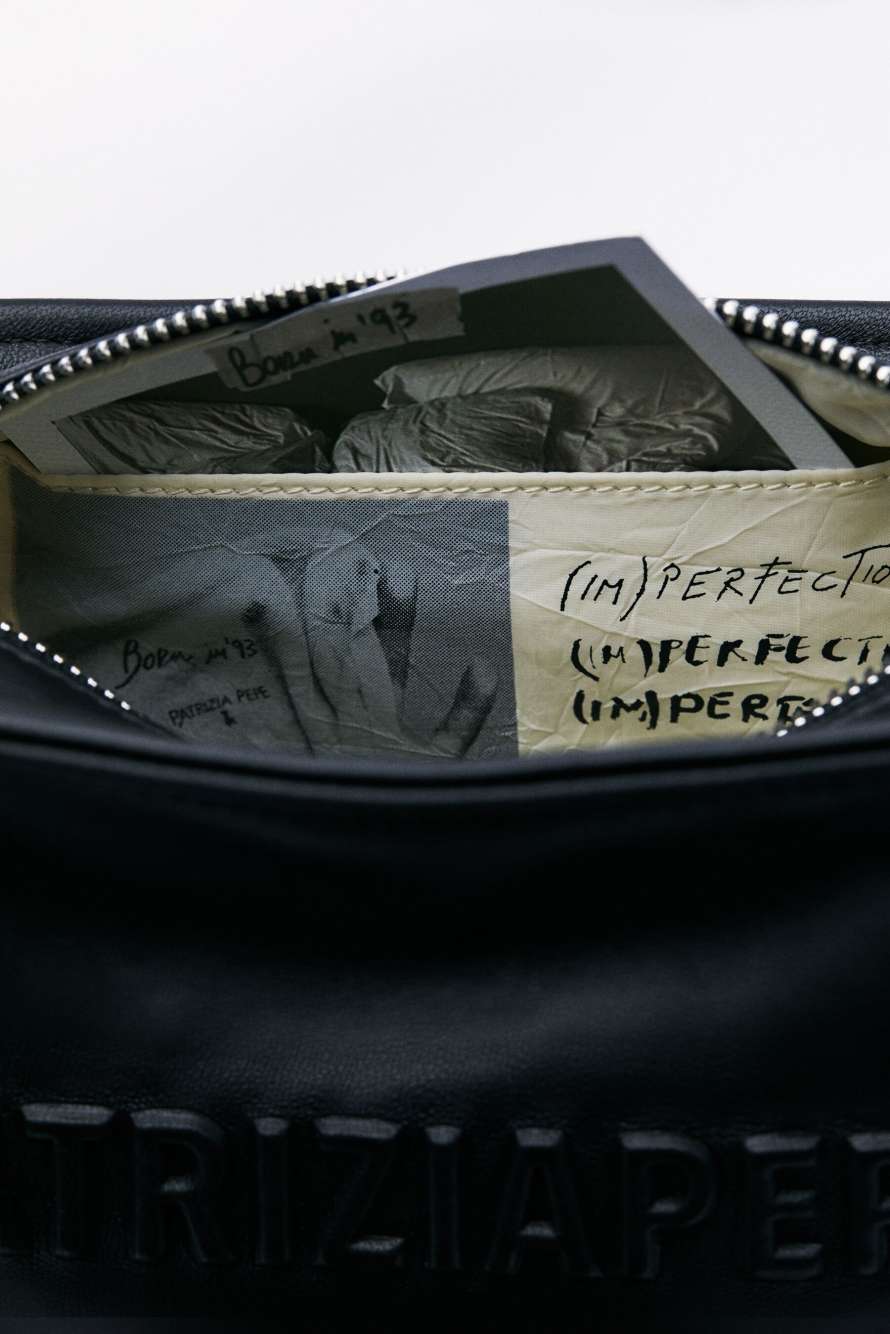 (IM)PERFECTION mini leather crossbody bag, Black, Patrizia Pepe