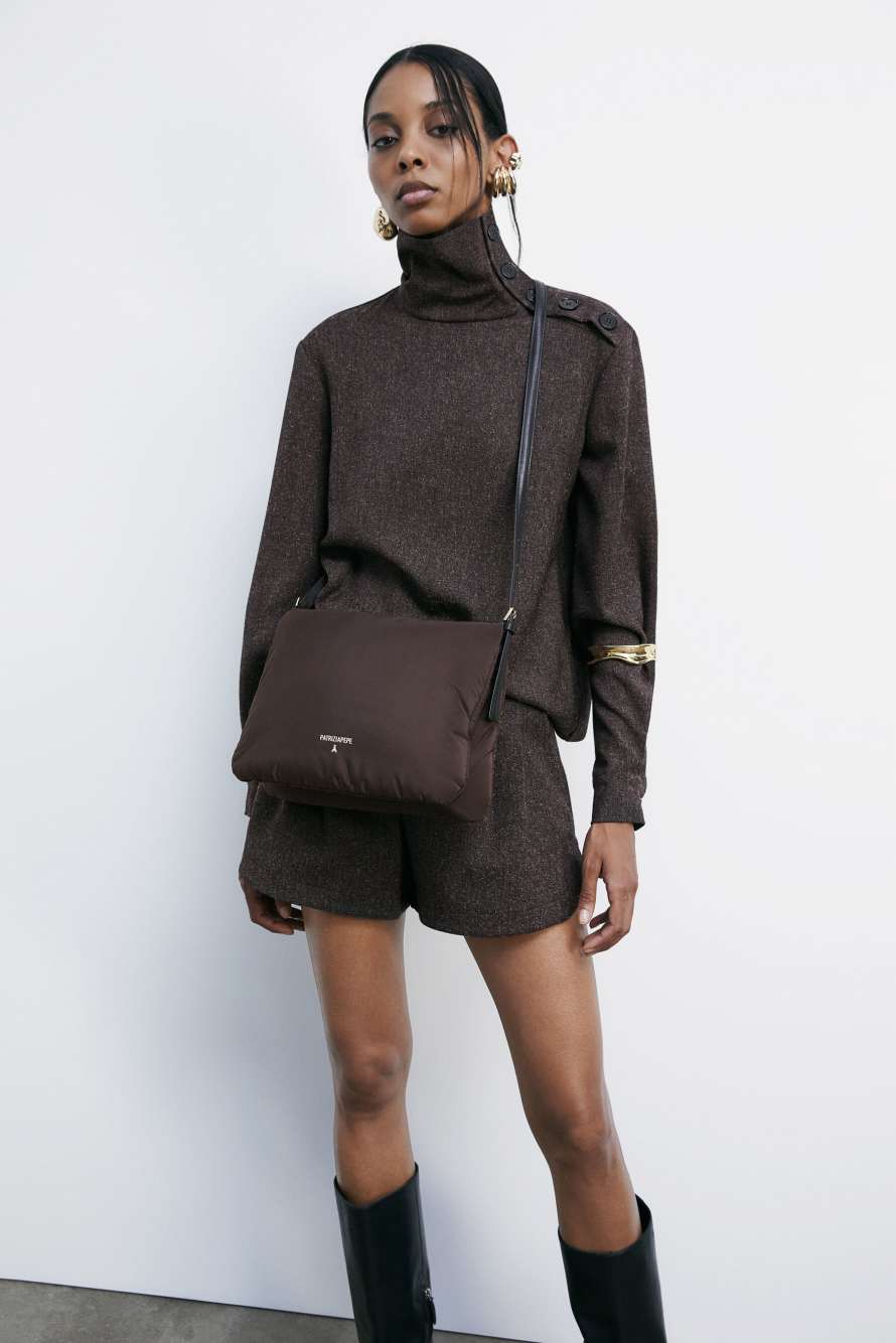 Sky Pillow Duo nylon bag, Brown, Patrizia Pepe