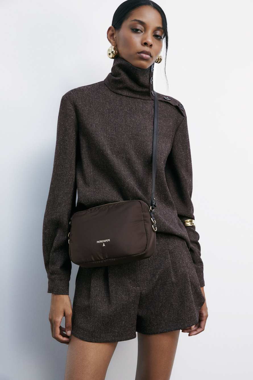 Sky Pillow Duo nylon bag, Brown, Patrizia Pepe