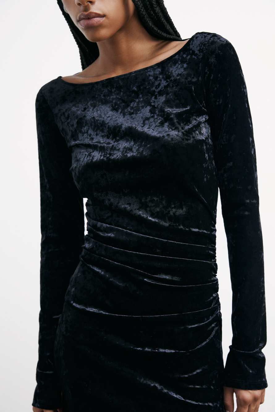 "ESSENTIAL" velvet mini dress, Black, Patrizia Pepe