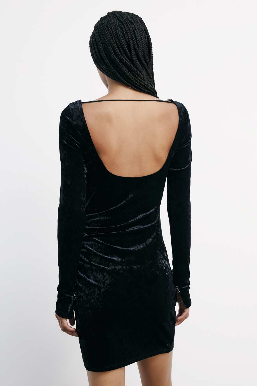 "ESSENTIAL" velvet mini dress, Black, Patrizia Pepe
