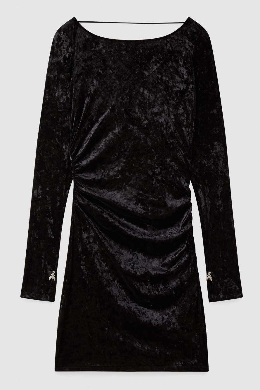 "ESSENTIAL" velvet mini dress, Black, Patrizia Pepe