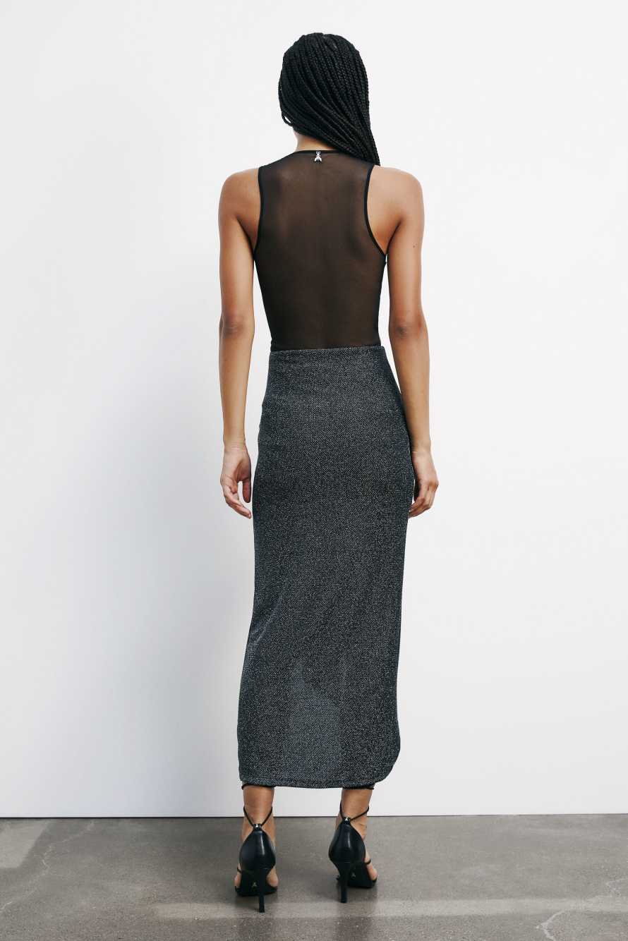 Драпированное платье-миди с люрексом, чёрный, Patrizia Pepe