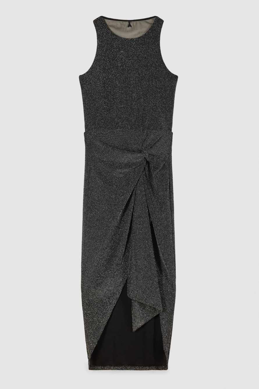 Драпированное платье-миди с люрексом, чёрный, Patrizia Pepe