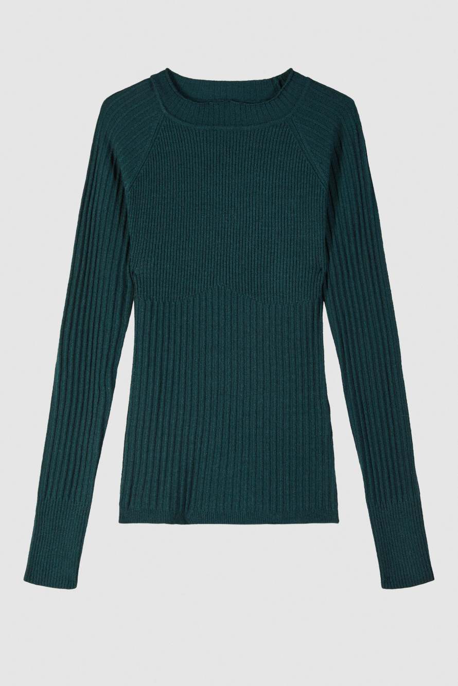"ESSENTIAL" ribbed fitted sweater, Green, Patrizia Pepe