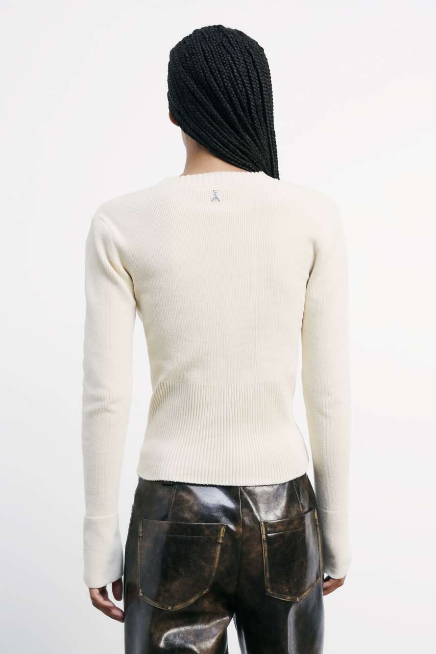 Кардиган с фигурным вырезом, Белый, Patrizia Pepe