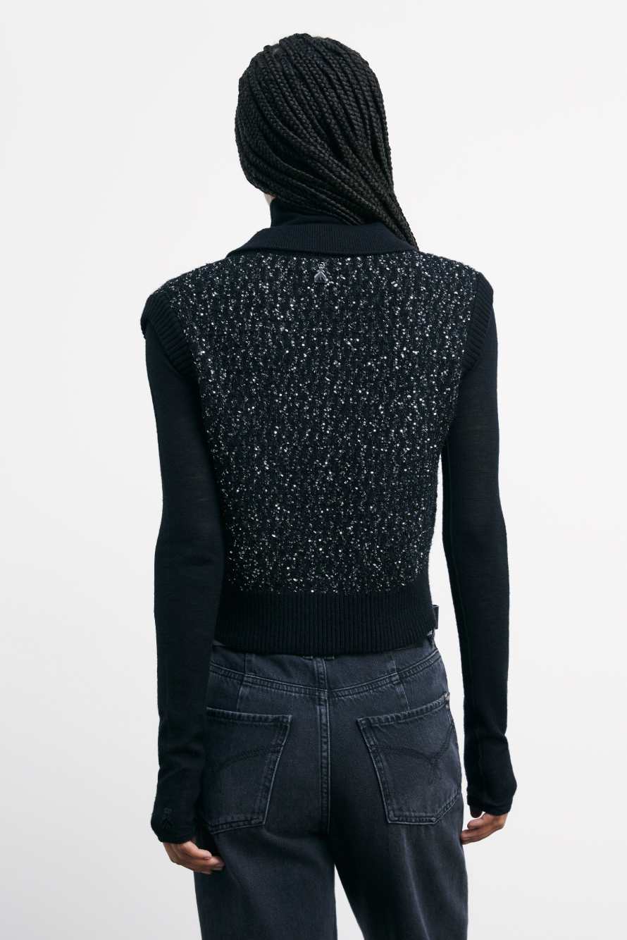 Knit vest with sequins, Black, Patrizia Pepe