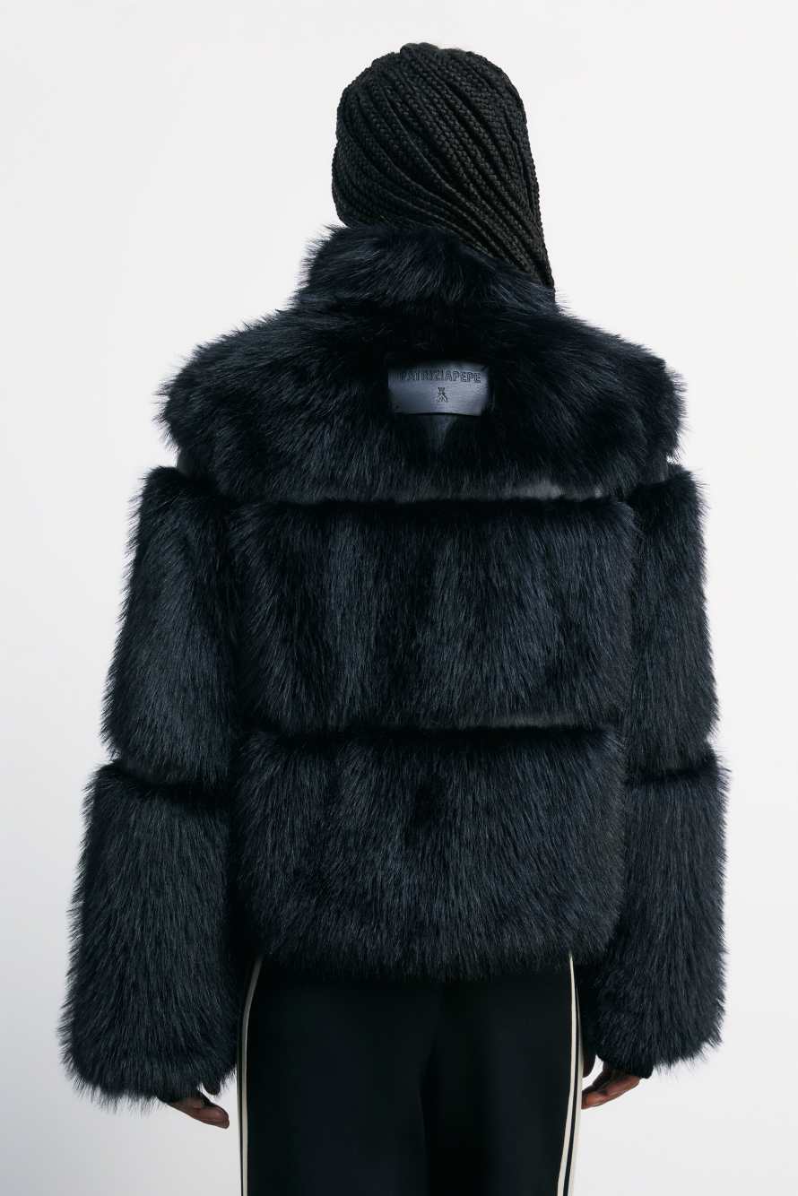 Короткая куртка с ворсом, Черный, Patrizia Pepe