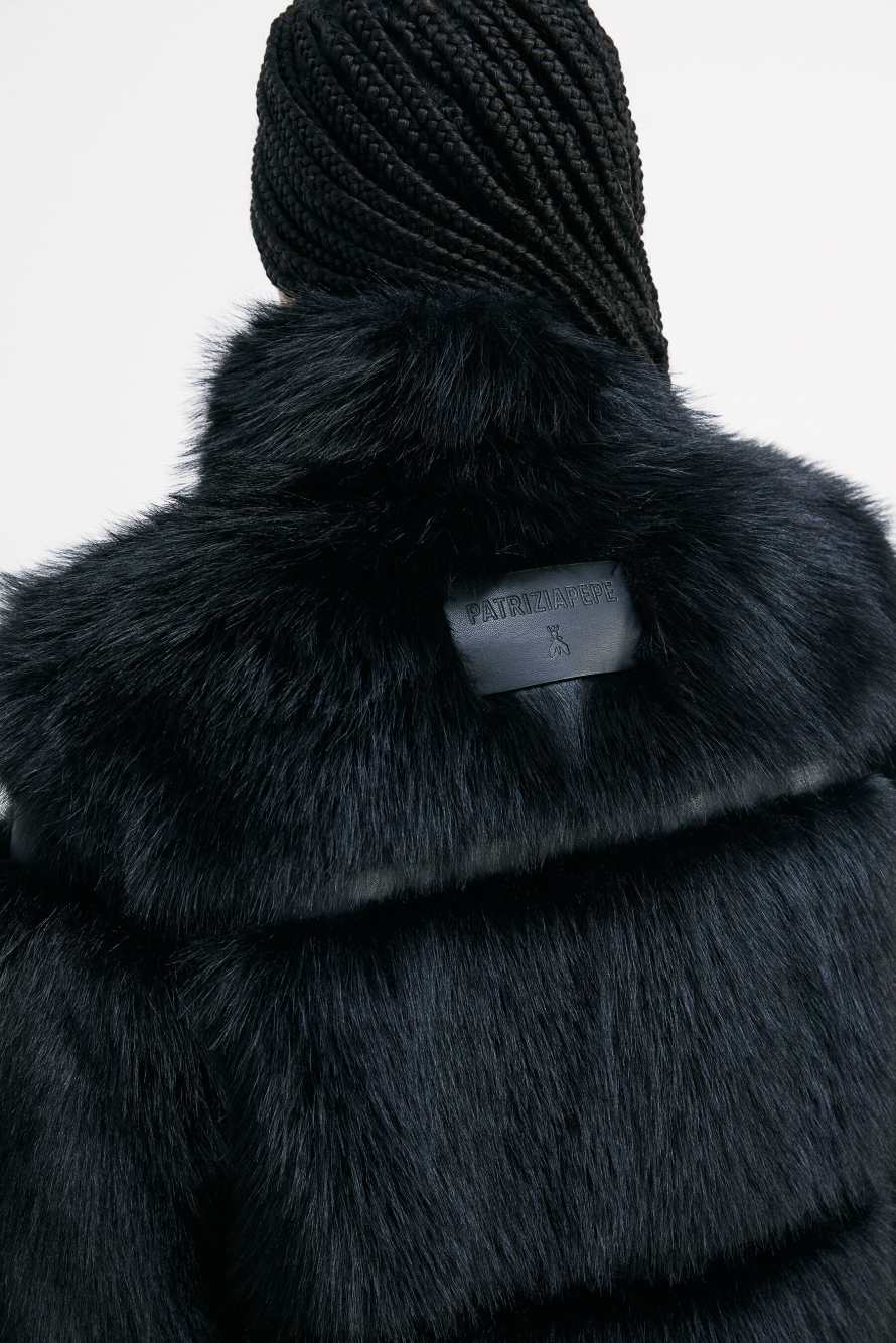 Короткая куртка с ворсом, Черный, Patrizia Pepe