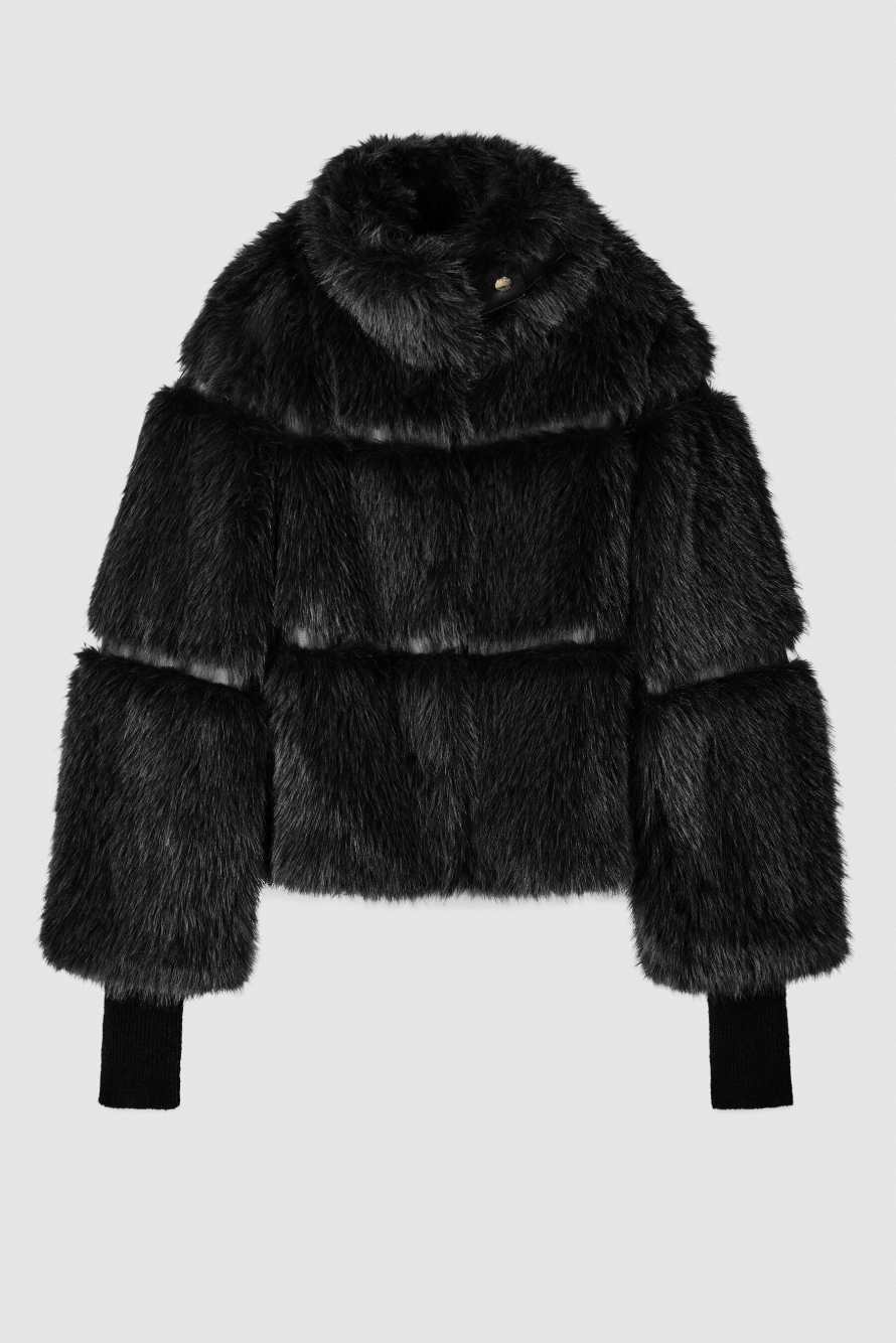 Короткая куртка с ворсом, Черный, Patrizia Pepe