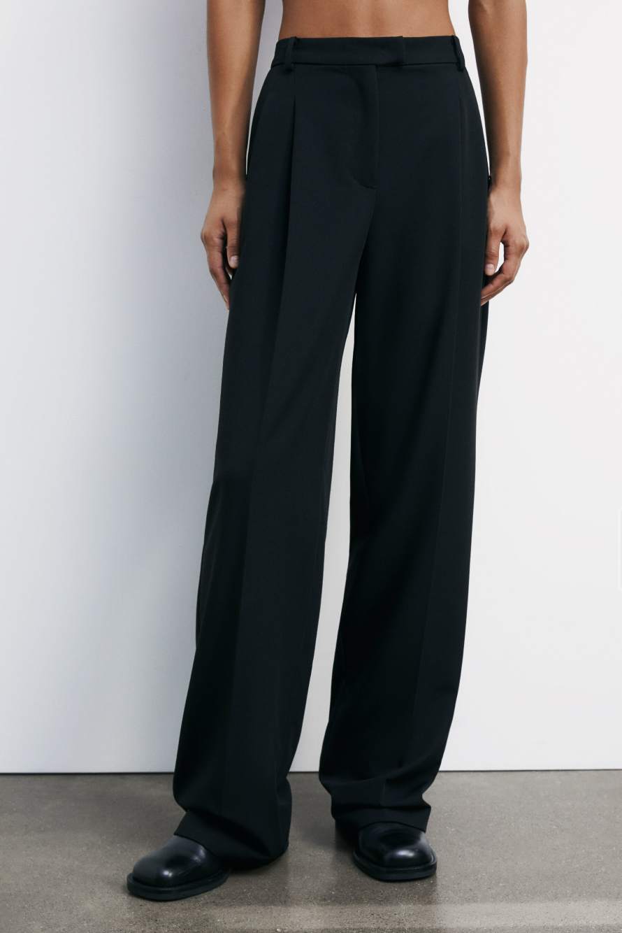 Fluid pants with pleats, Black, Patrizia Pepe