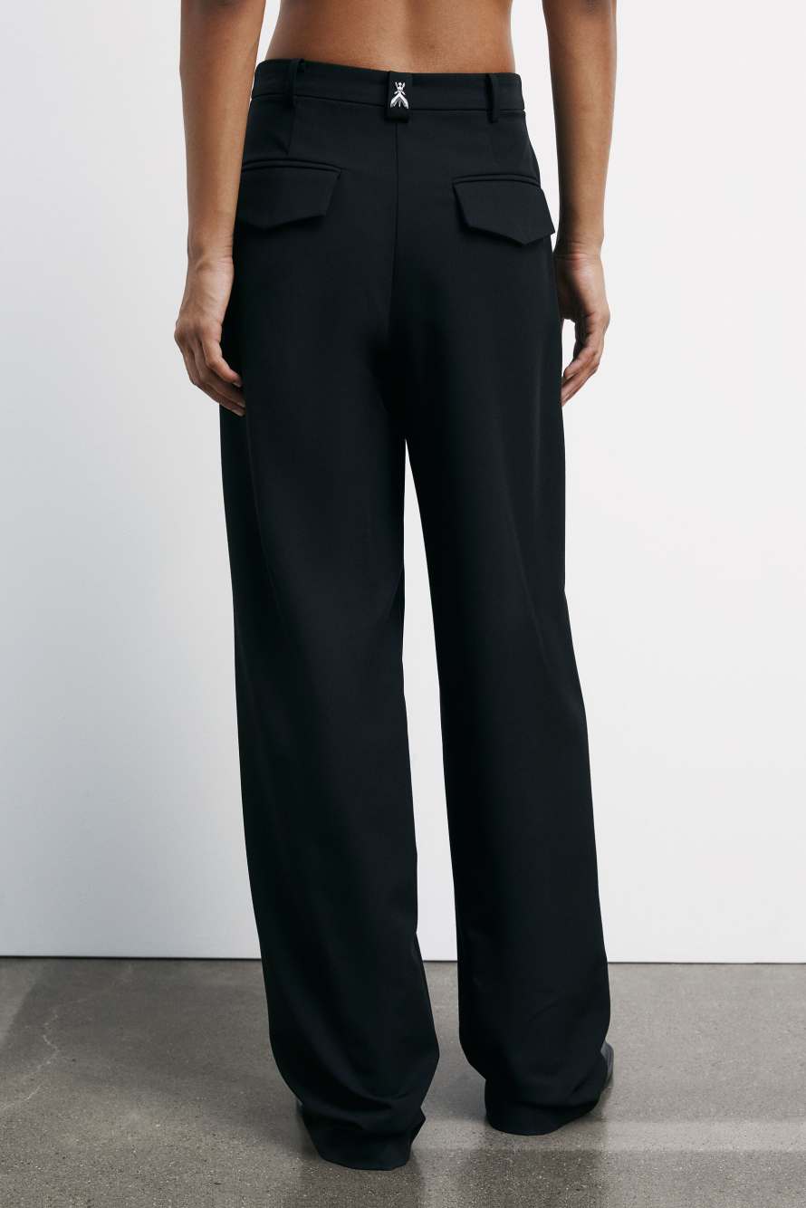 Fluid pants with pleats, Black, Patrizia Pepe