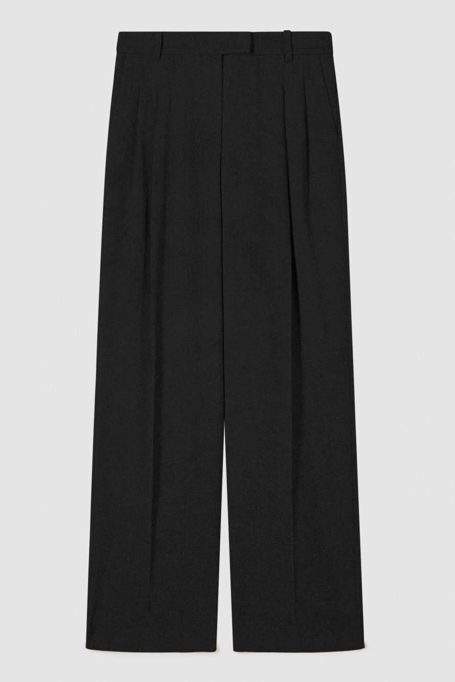 Fluid pants with pleats, Black, Patrizia Pepe