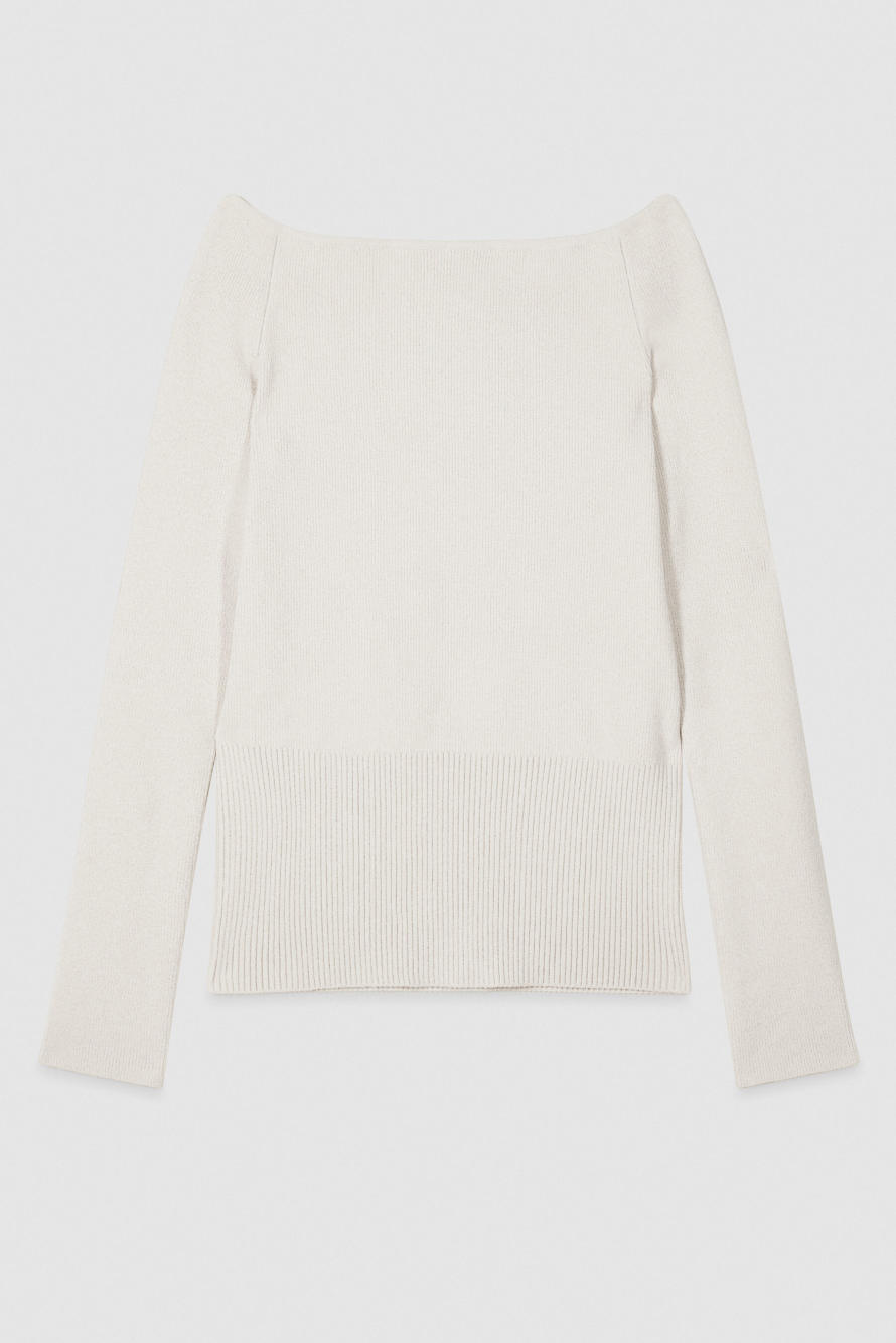 Soft wide neckline sweater, White, Patrizia Pepe