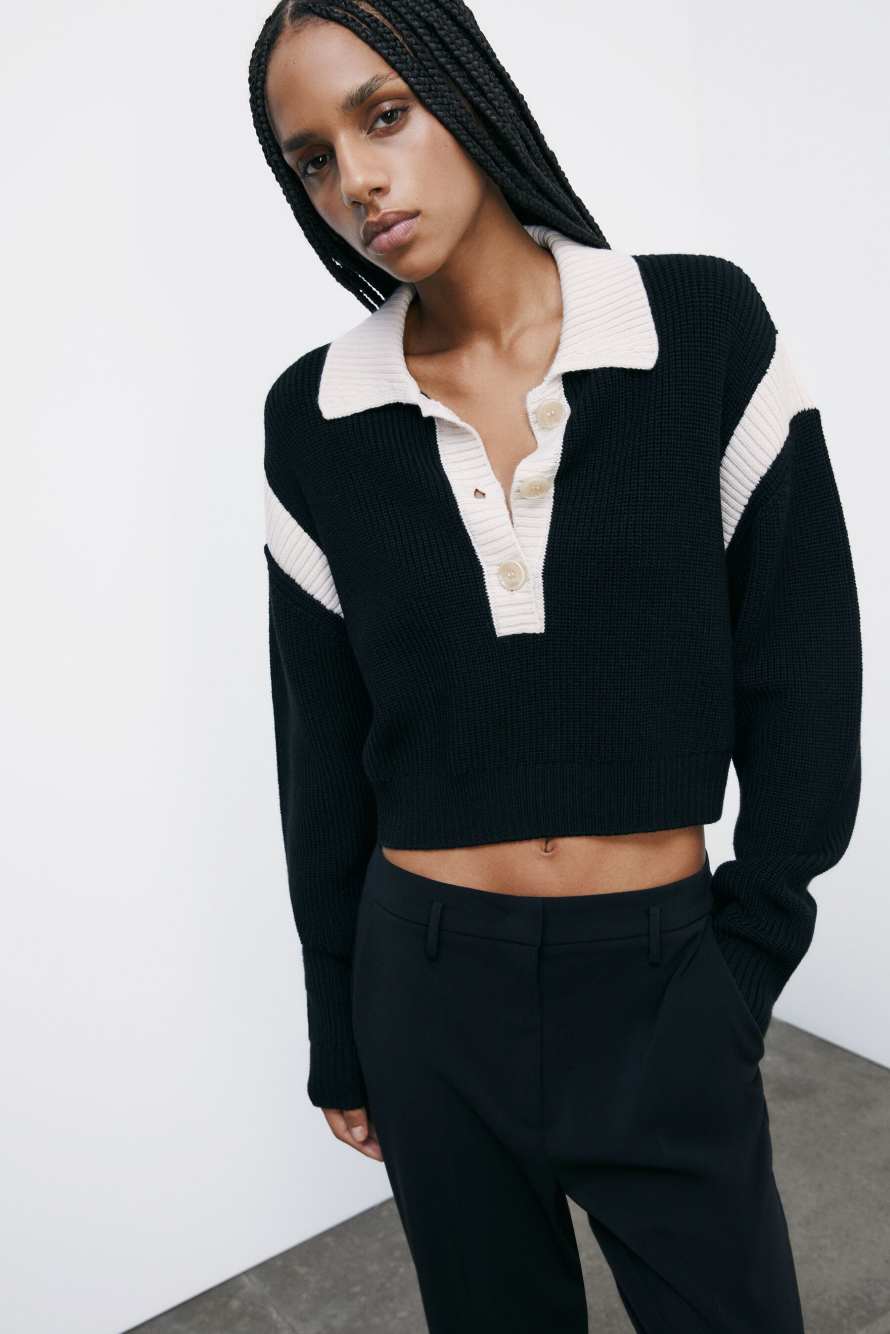 Racing color block sweater, Black, Patrizia Pepe