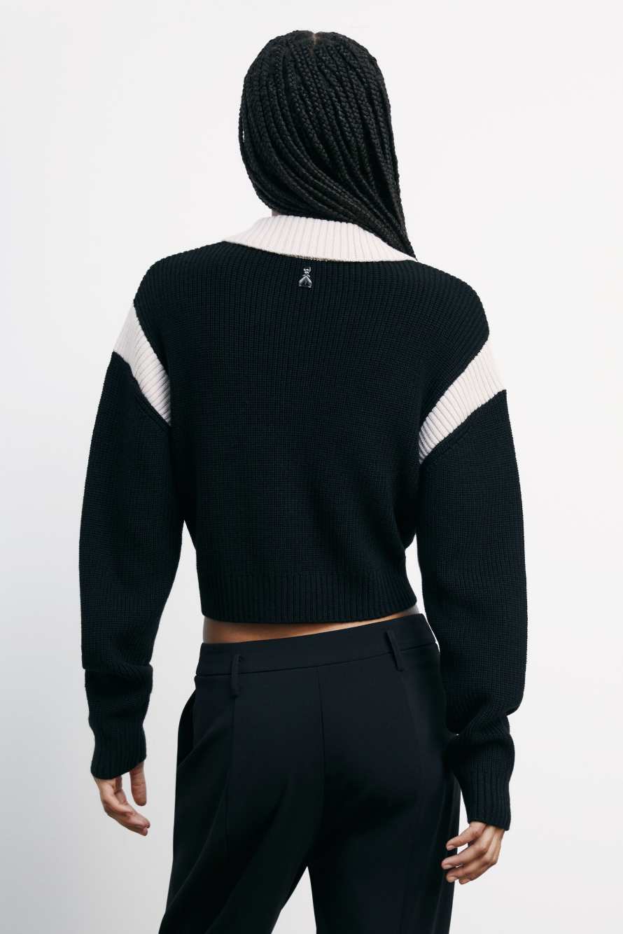 Racing color block sweater, Black, Patrizia Pepe
