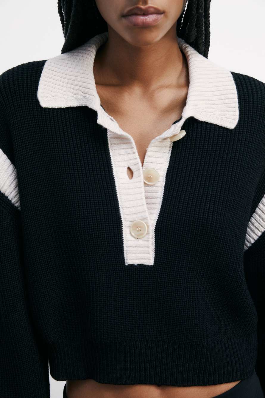 Racing color block sweater, Black, Patrizia Pepe