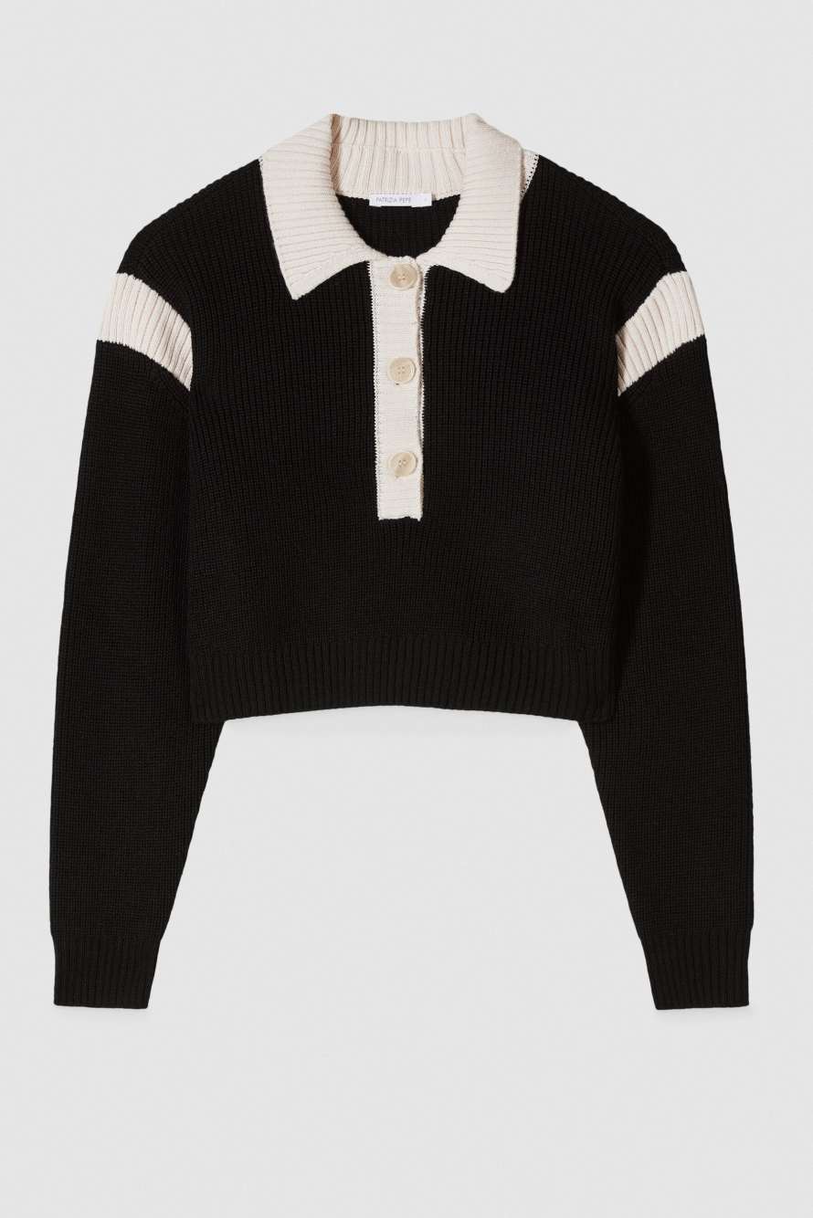 Racing color block sweater, Black, Patrizia Pepe