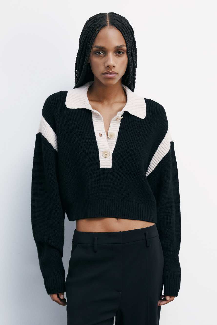 Racing color block sweater, Black, Patrizia Pepe
