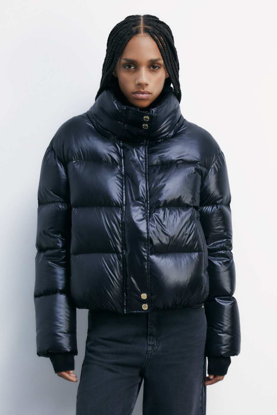 Короткий пуховик с капюшоном, Черный, Patrizia Pepe