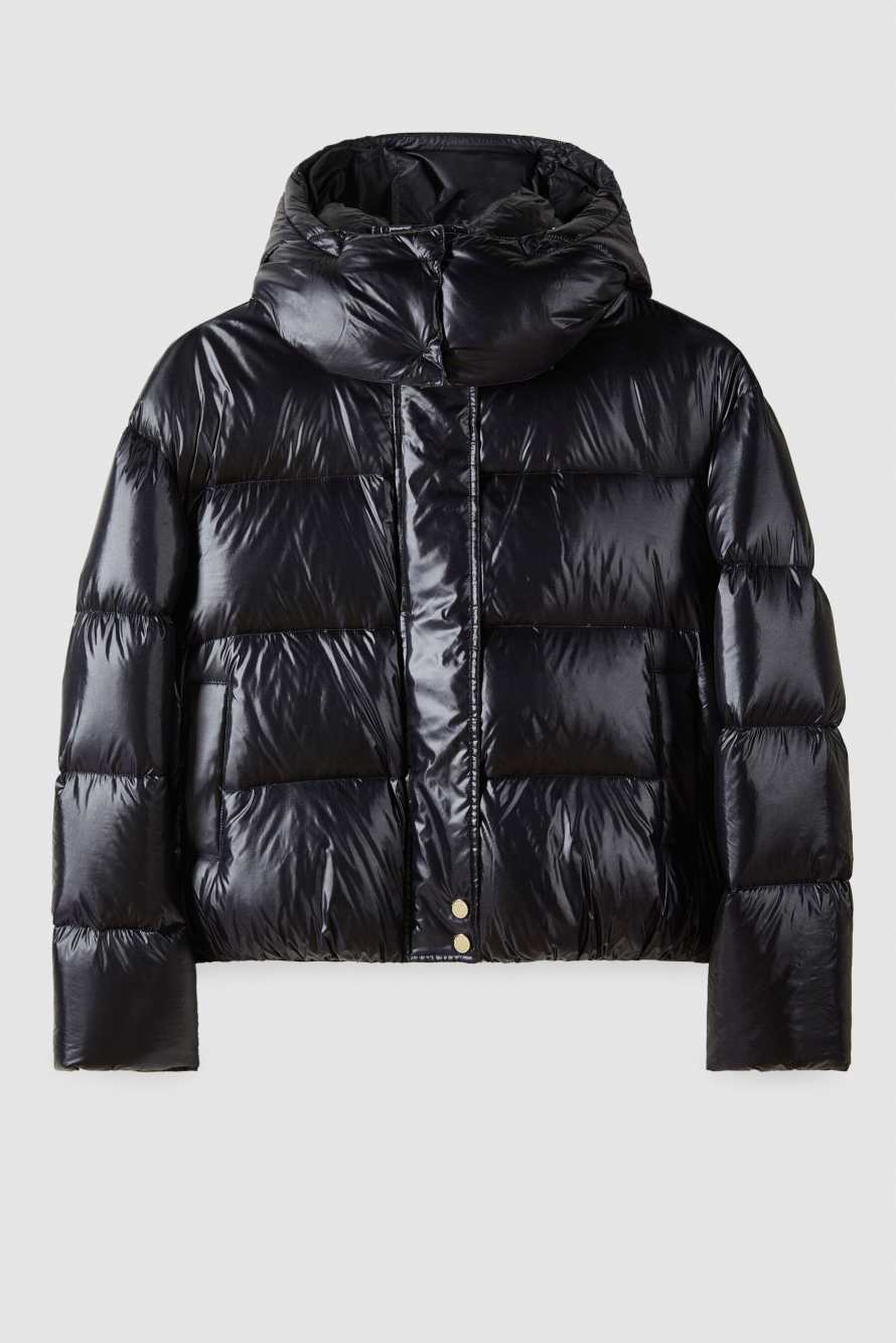 Короткий пуховик с капюшоном, Черный, Patrizia Pepe