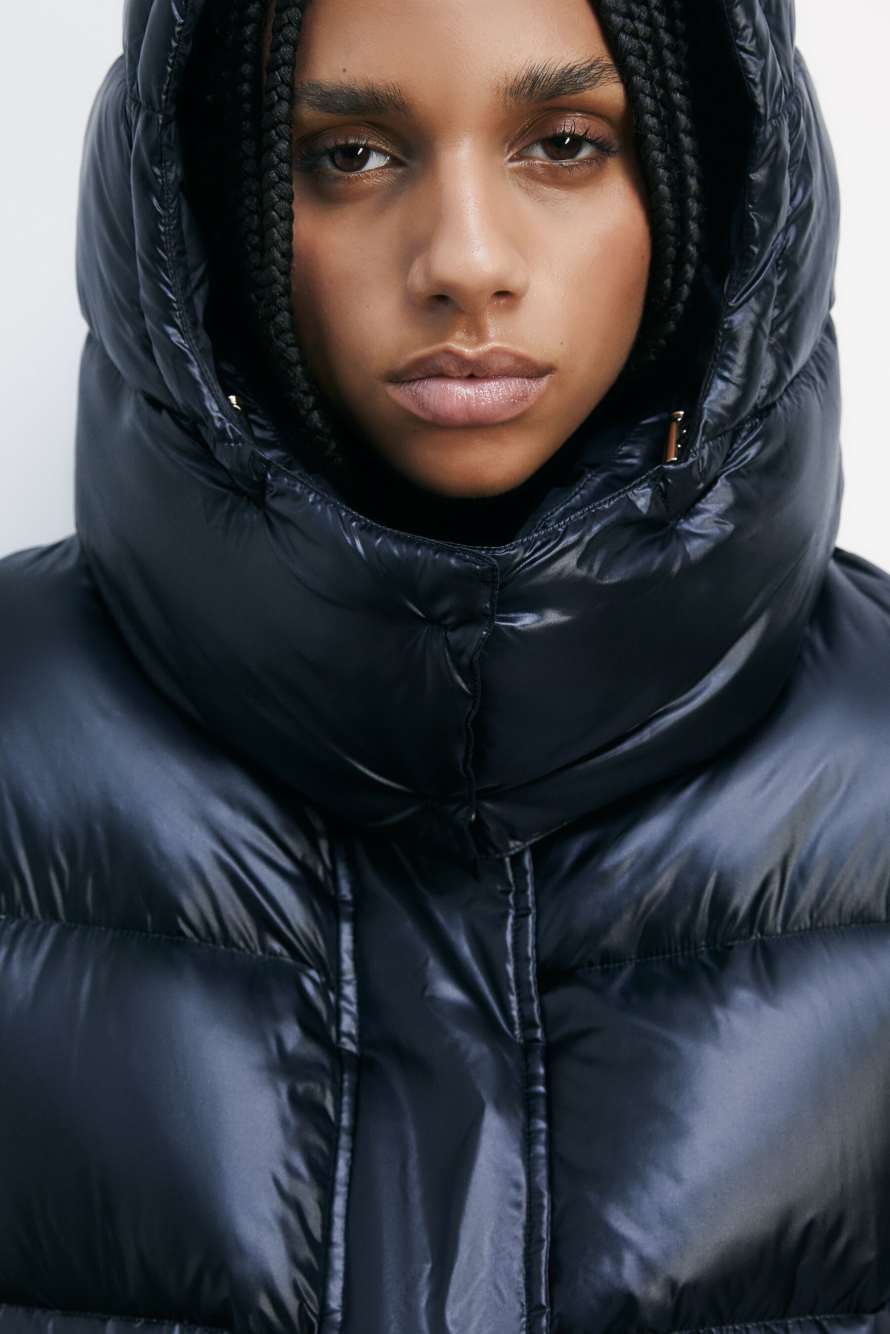 Короткий пуховик с капюшоном, Черный, Patrizia Pepe