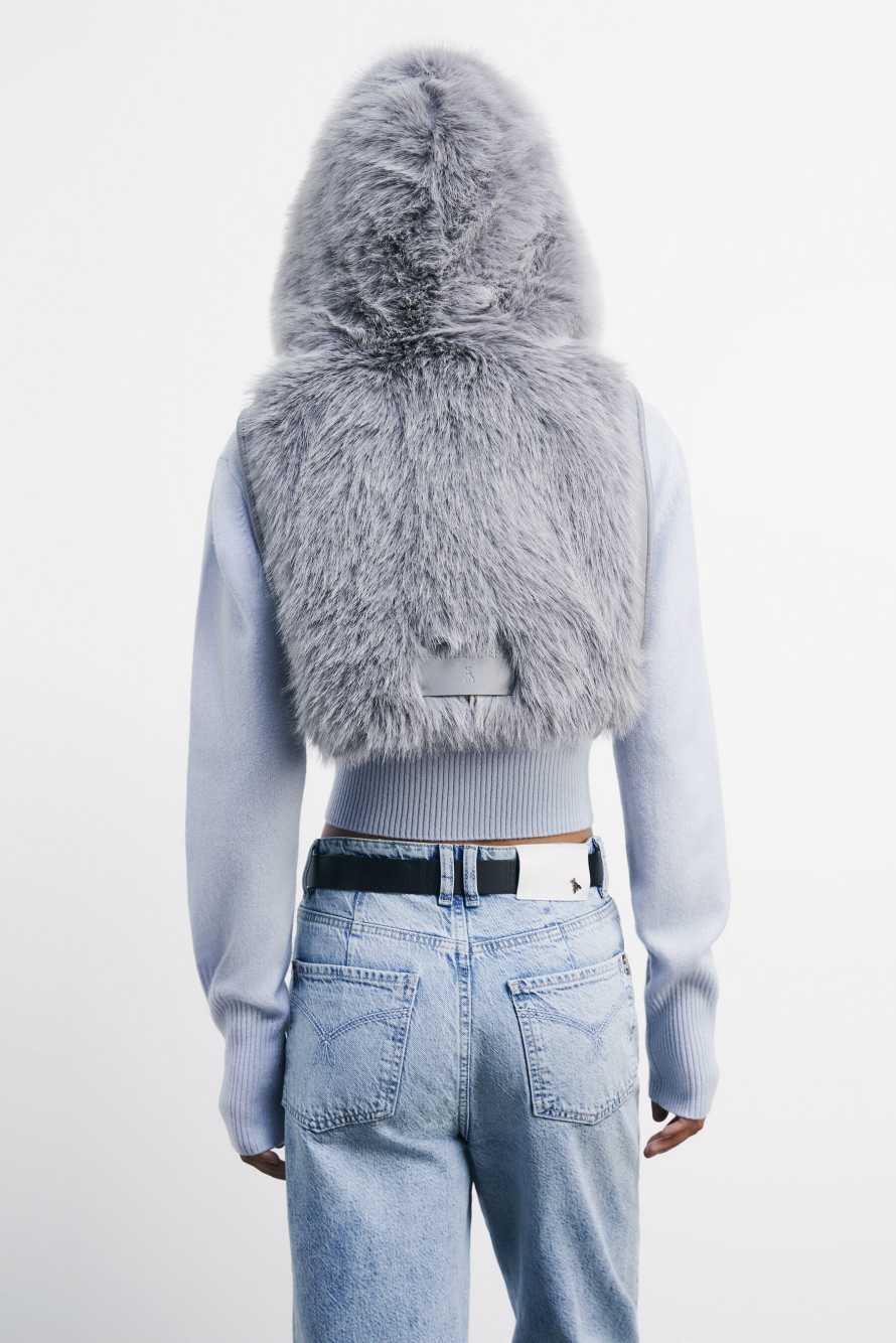 Мягкий жилет с капюшоном, Серый, Patrizia Pepe