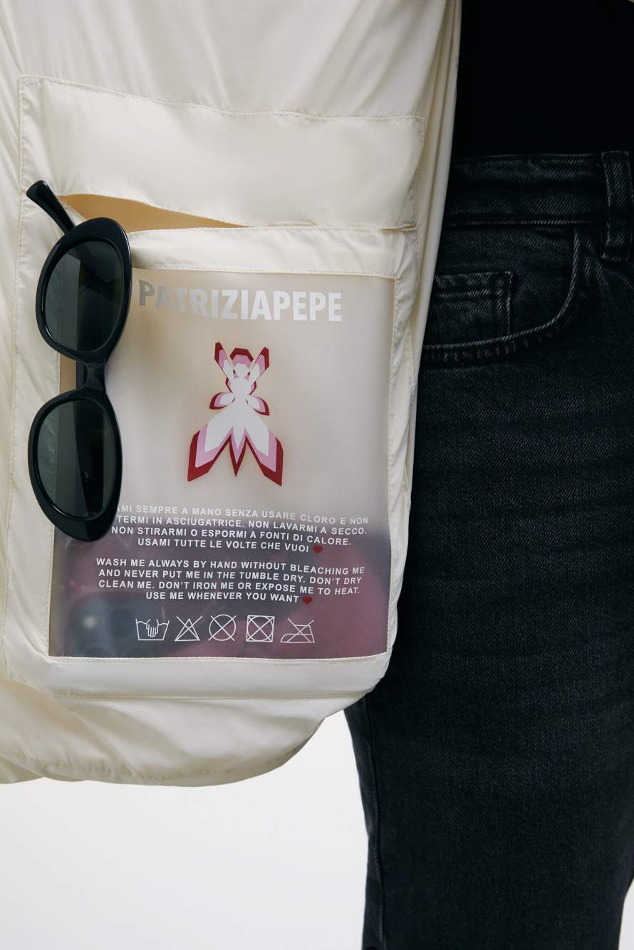 Пуховик с ворсистым воротником, Белый, Patrizia Pepe