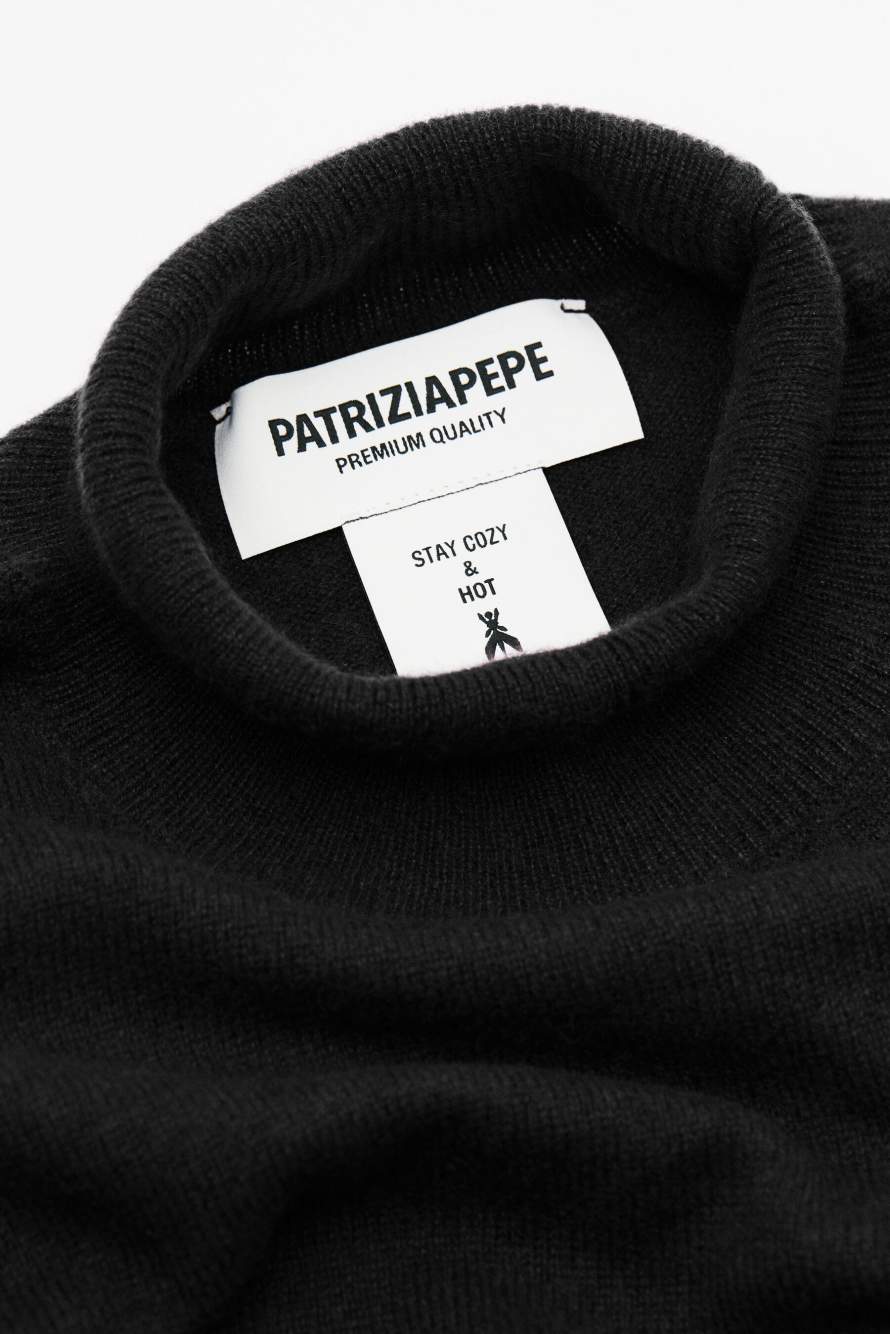 Пончо из кашемира с бахромой, Черный, Patrizia Pepe