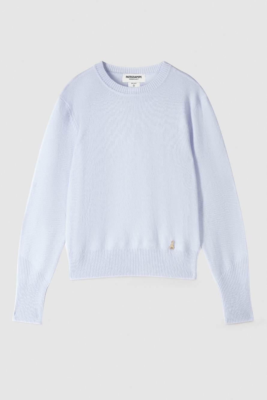 Crew neck cashmere sweater, Blue, Patrizia Pepe